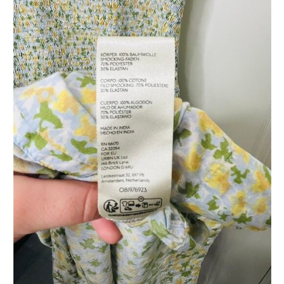 Free People $128 Lavender Daze Floral Smocked Drop Waist Midi Dress Size Large - Picture 10 of 10